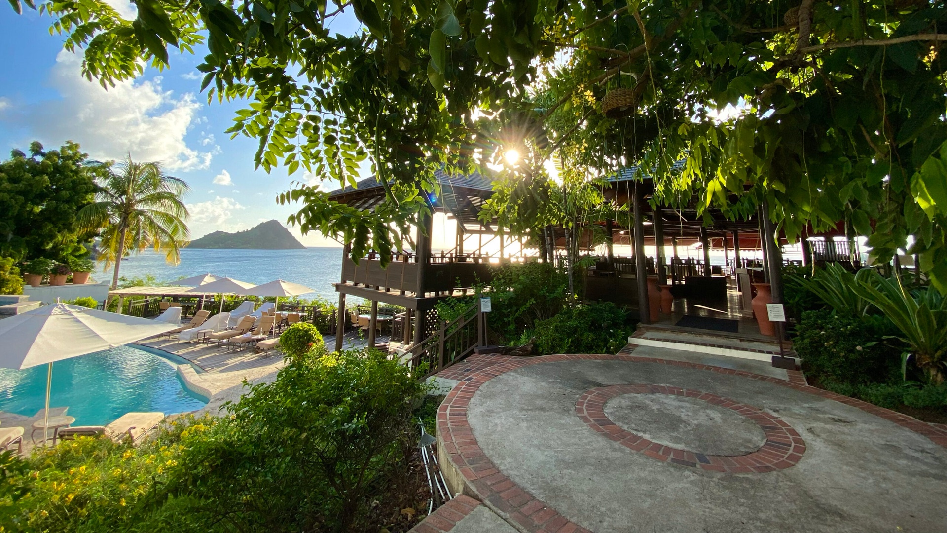  a sunset view of Pigeon Island from the Cap Maison Resort & Spa in St. Lucia