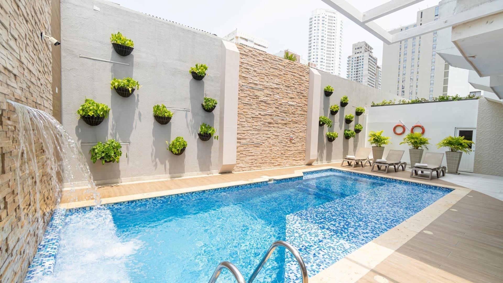 the swimming pool area at the Hotel Barlovento in Cartagena, Colombia