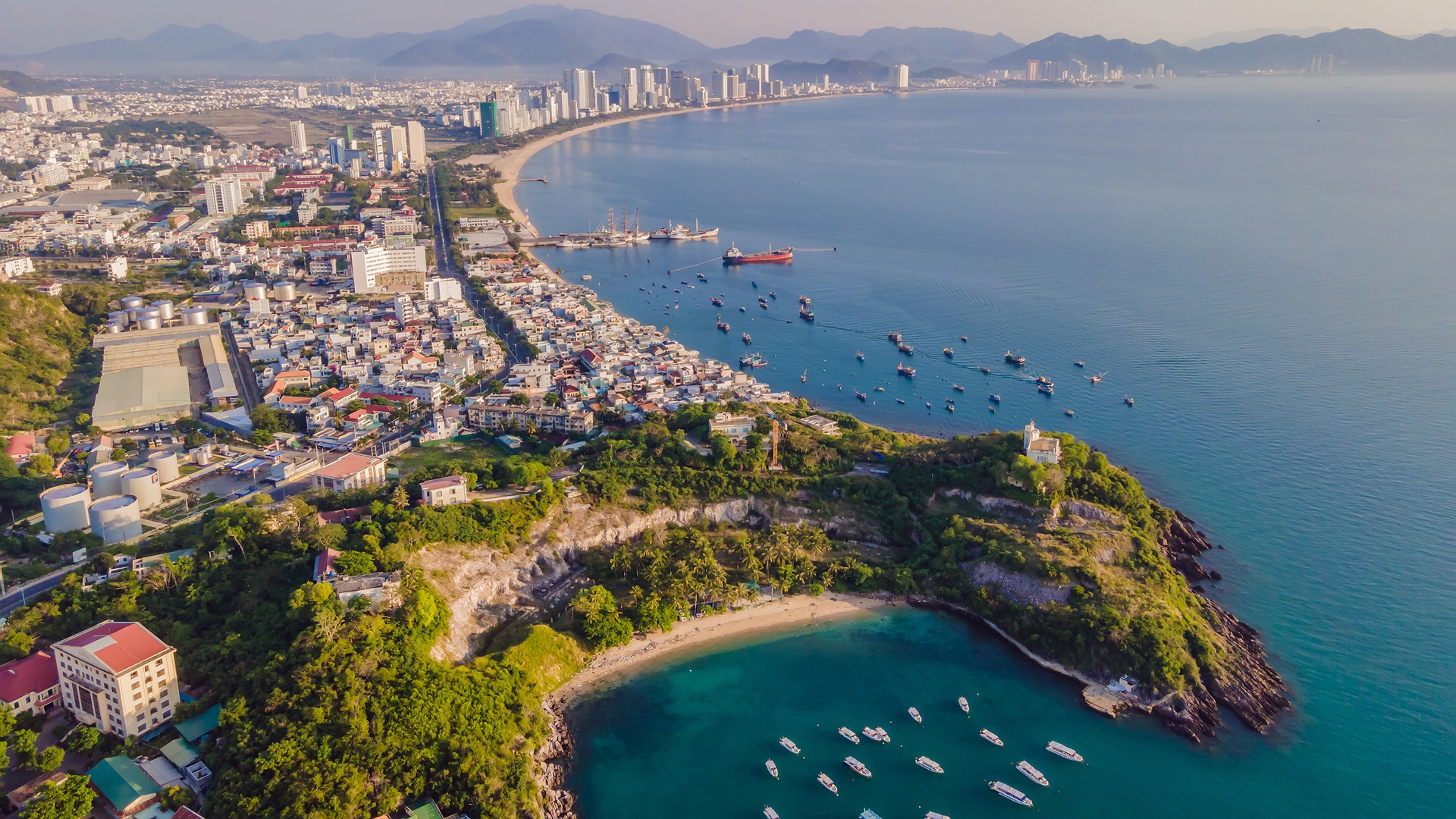 aerial view of Nha Trang, a coastal city in Vietnam