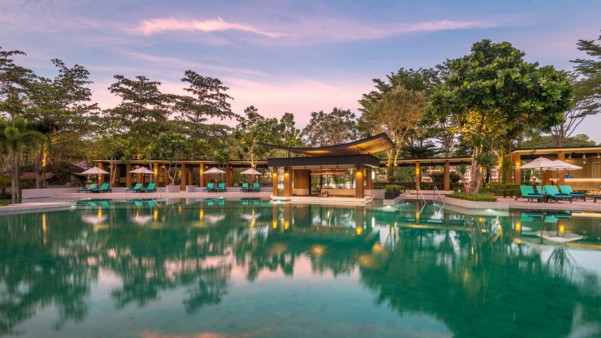the swimming pool at the Dusit Thani Krabi Beach Resort in Thailand