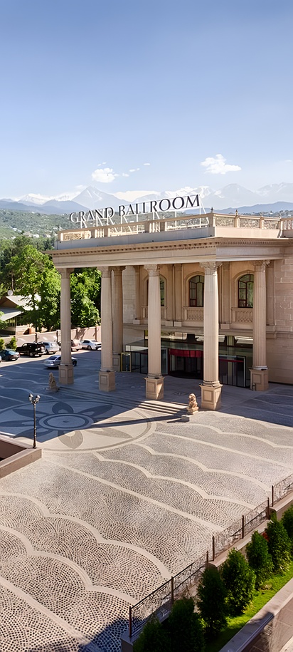 the exterior of the Royal Tulip Almaty hotel in Almaty, Kazakhstan.