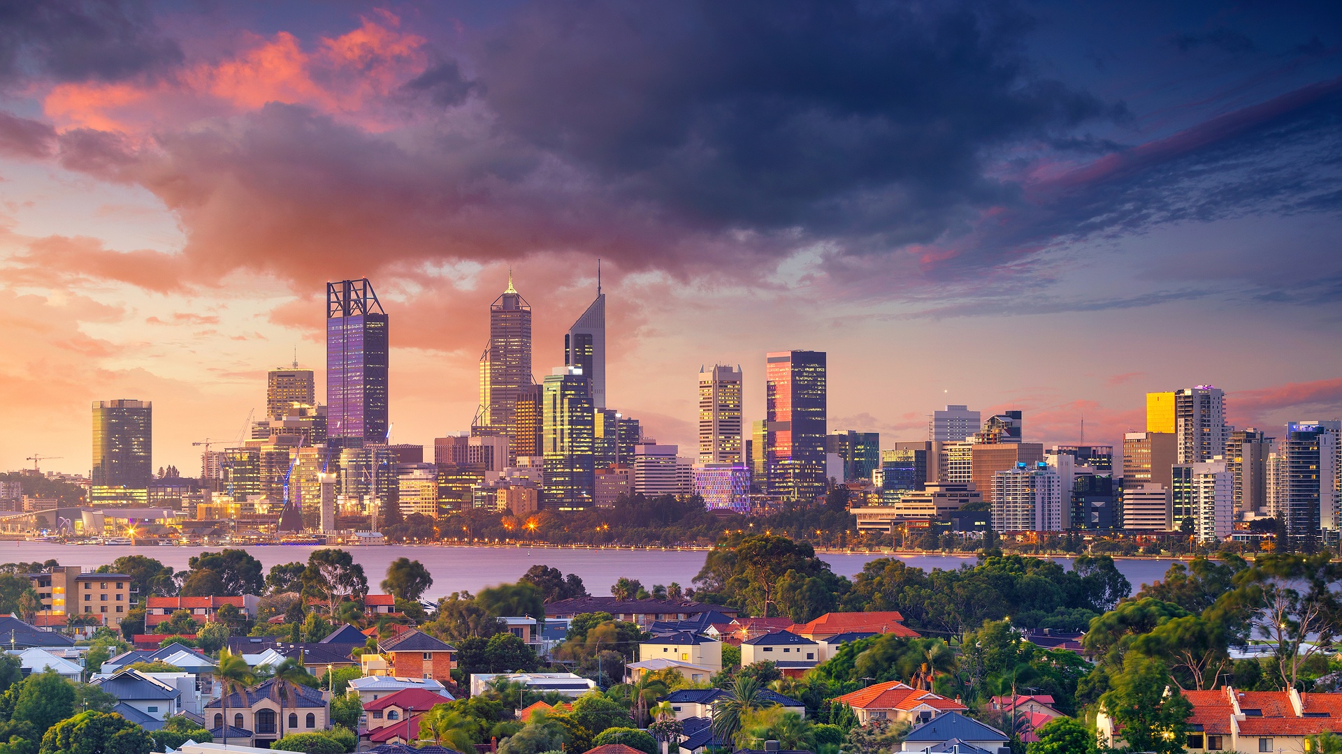 Scenic view of skyline of Perth