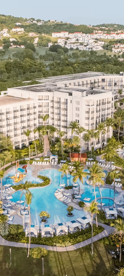 an aerial view of the Wyndham Grand Rio Mar Rainforest Beach and Golf Resort in Puerto Rico
