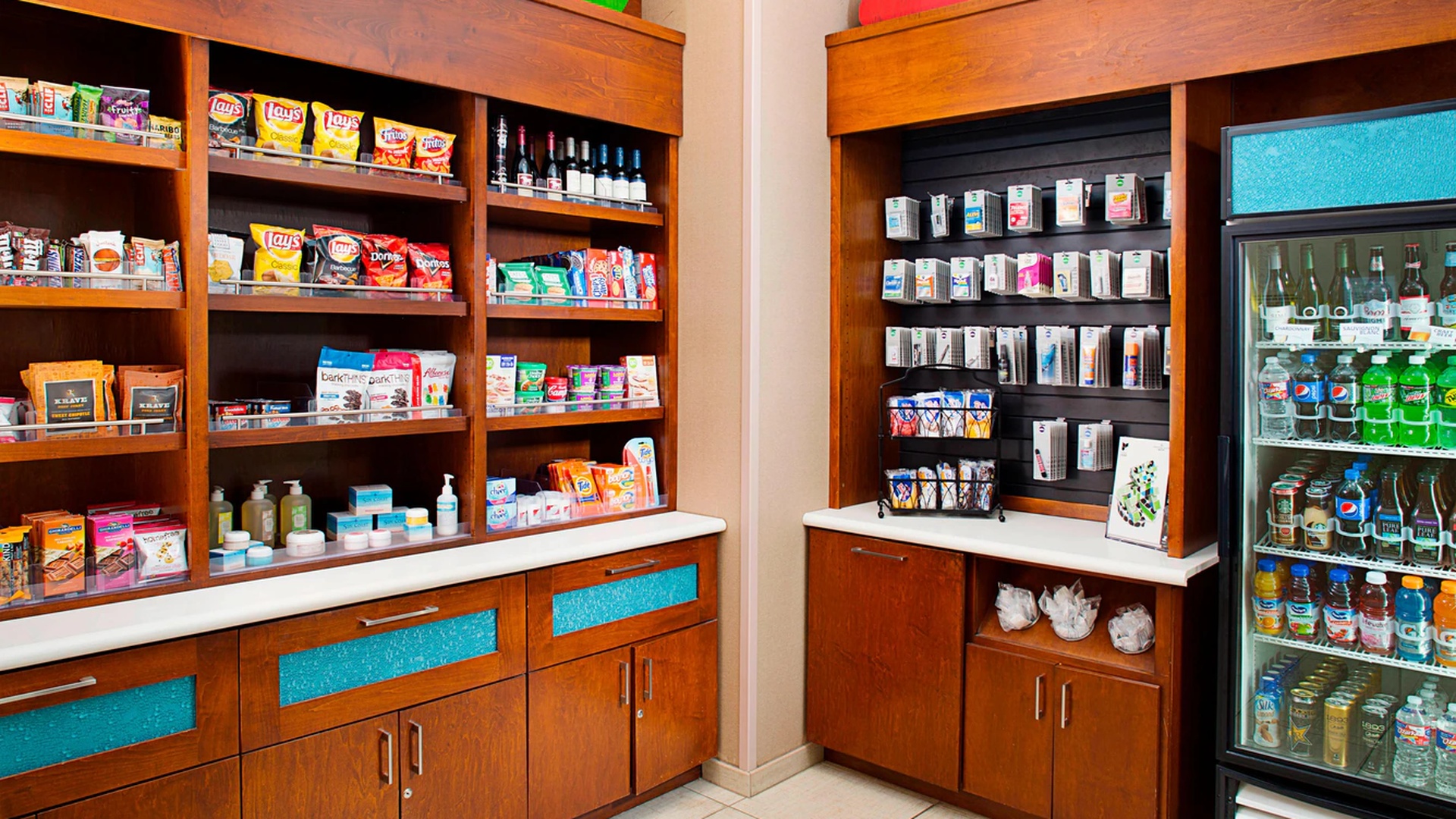 lobby market area at a SpringHill Suites by Marriott hotel