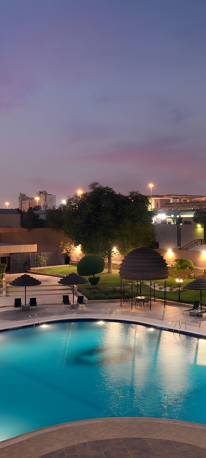 the pool area of the InterContinental Riyadh hotel in Saudi Arabia