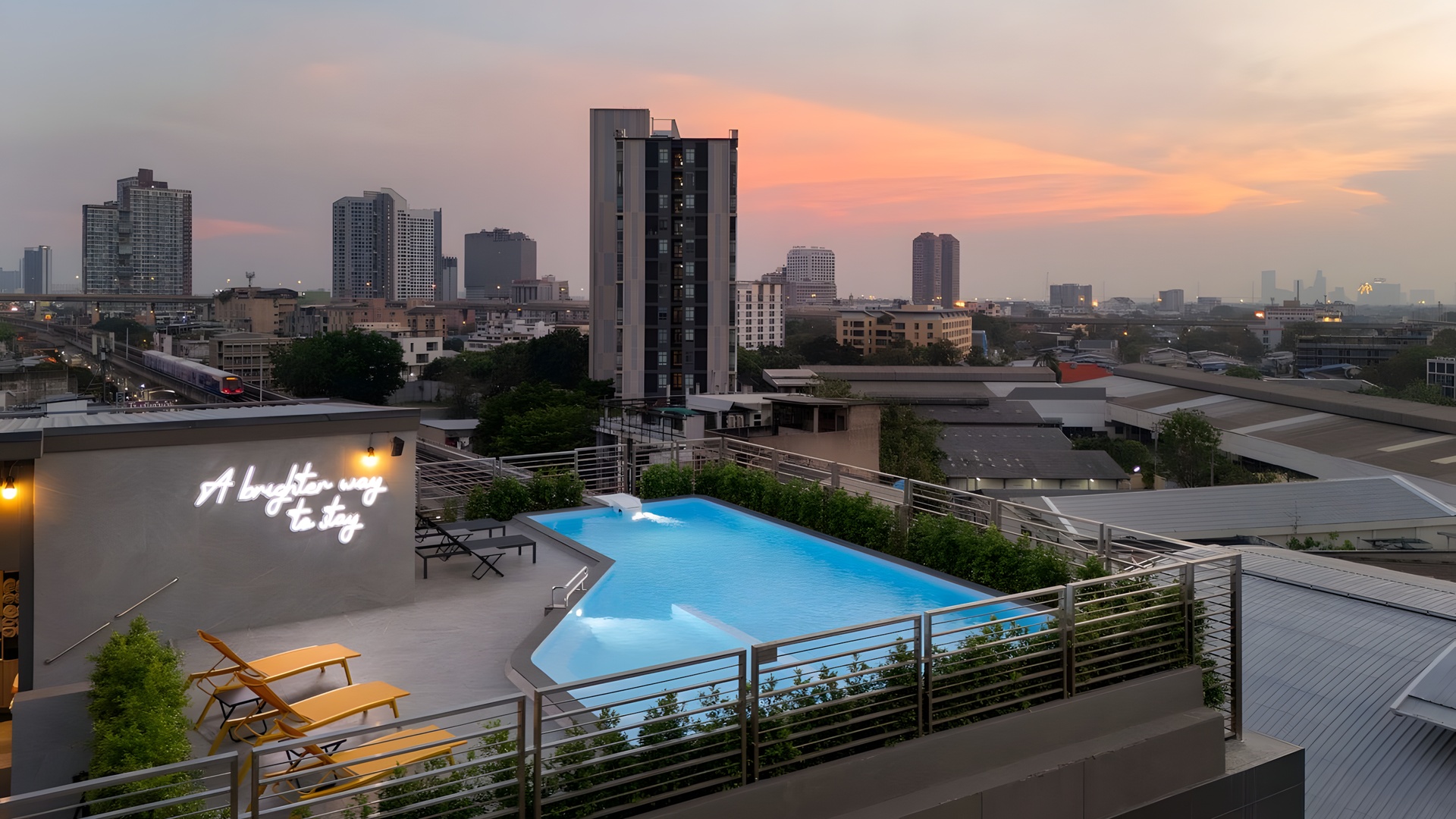 rooftop swimming pool at the Lumen Bangkok Udomsuk Station hotel in Bangkok, Thailand