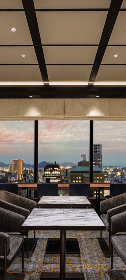 lounge area on the top floor of the ANA Crowne Plaza Hotel Hiroshima