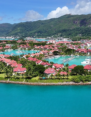 Aerial view of Kempinski Seychelles resort