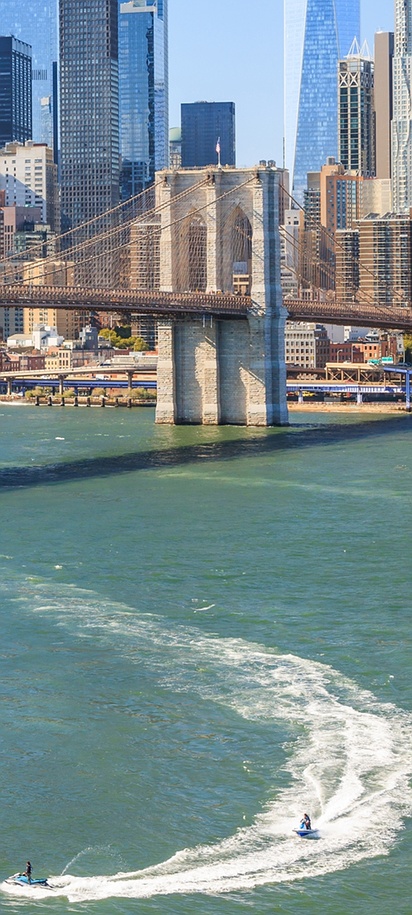 iconic Brooklyn Bridge in New York City