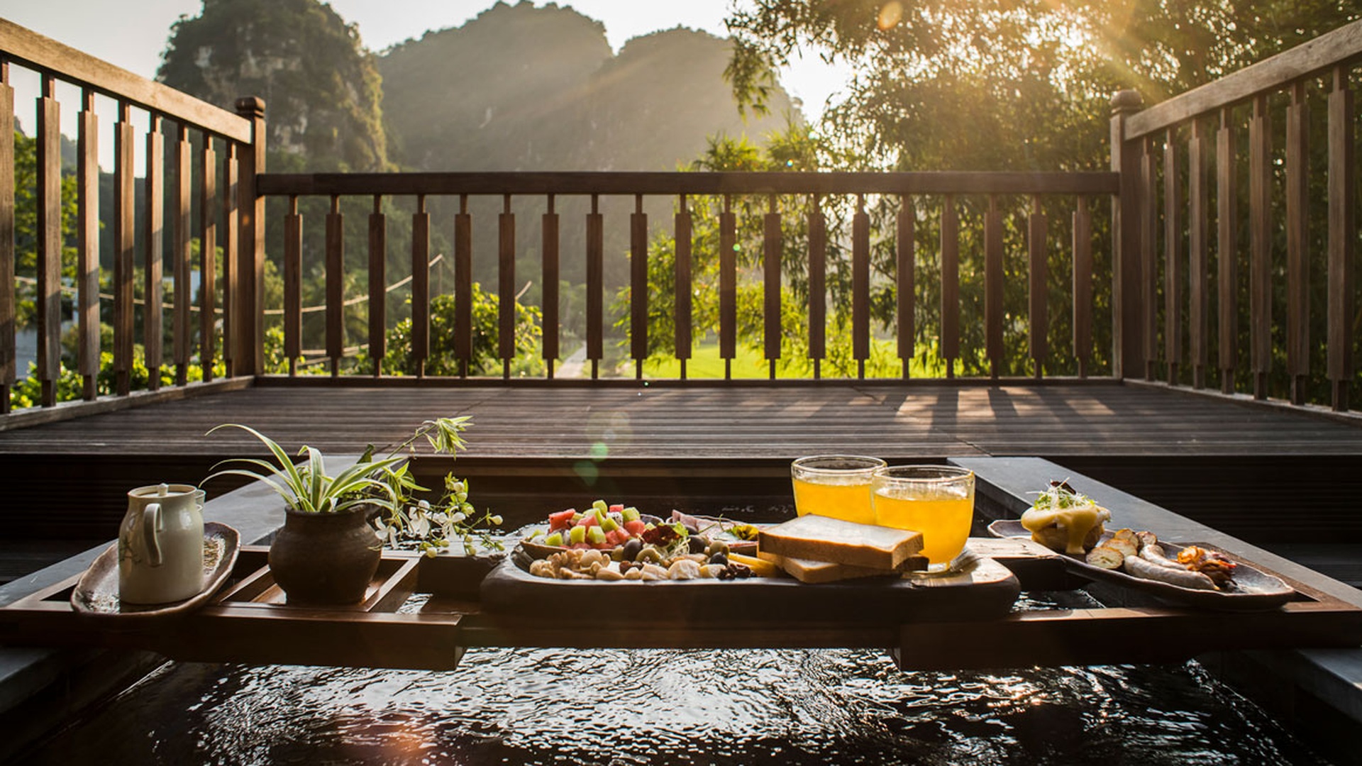 a private balcony hot tub setup at a luxury wellness resort