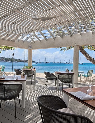 an aerial view of the Calabash Hotel in Grenada, located on the secluded L'Anse Aux Epines beach