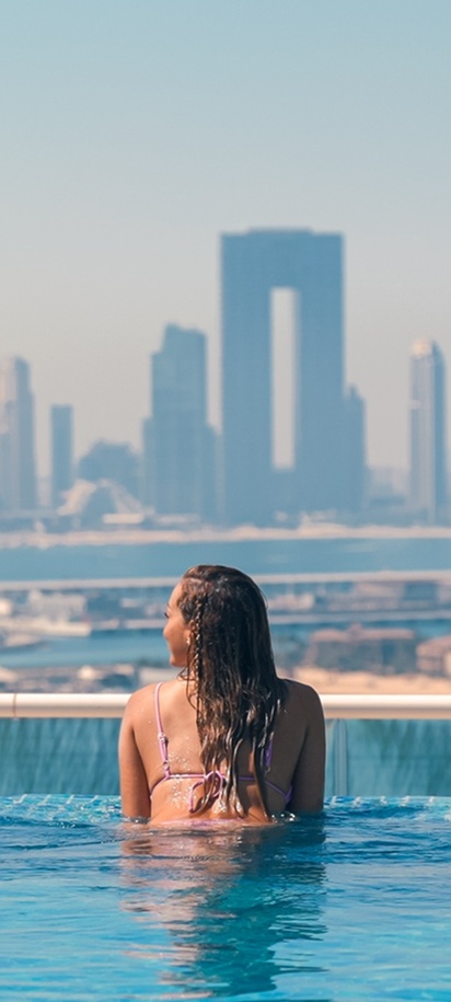 Relax at infinity pool at the NH Collection Dubai The Palm