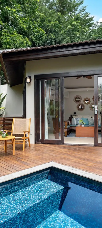 a deluxe pool villa terrace at the SAii Koh Samui Villas resort