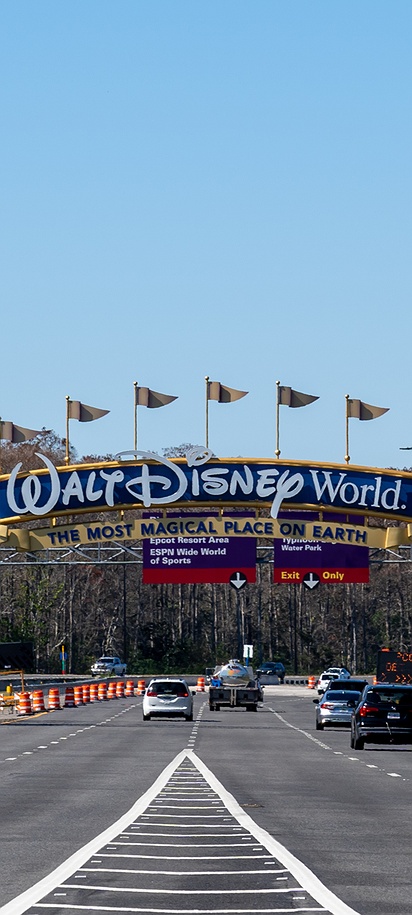 the iconic archway entrance to the Walt Disney World Resort in Florida