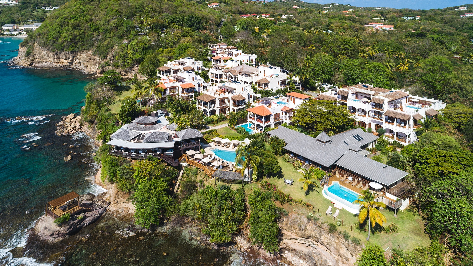an aerial view of the Cap Maison Resort & Spa located in St. Lucia