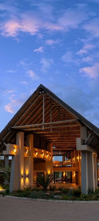 the entrance to the Radisson Safari Hotel Hoedspruit in South Africa