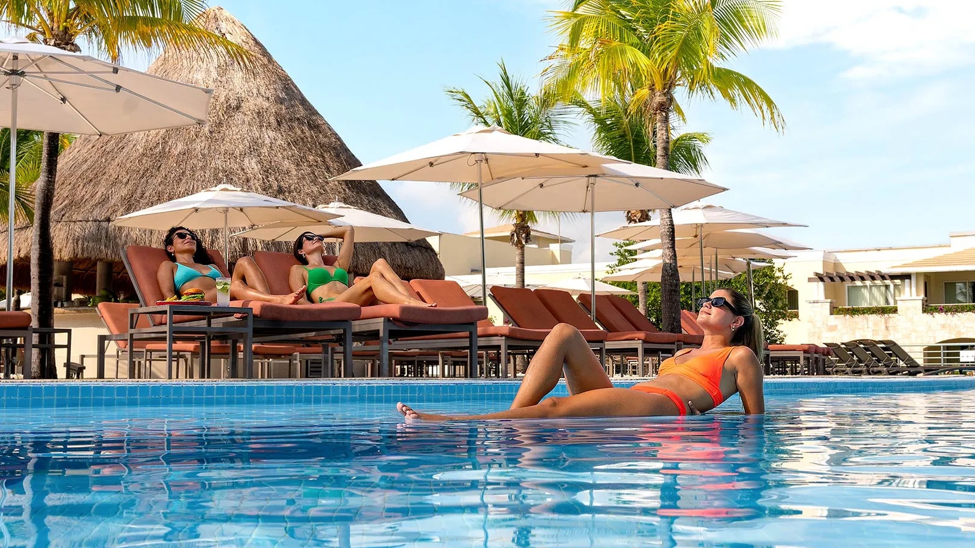 swimming pool area at the Moon Palace Cancun
