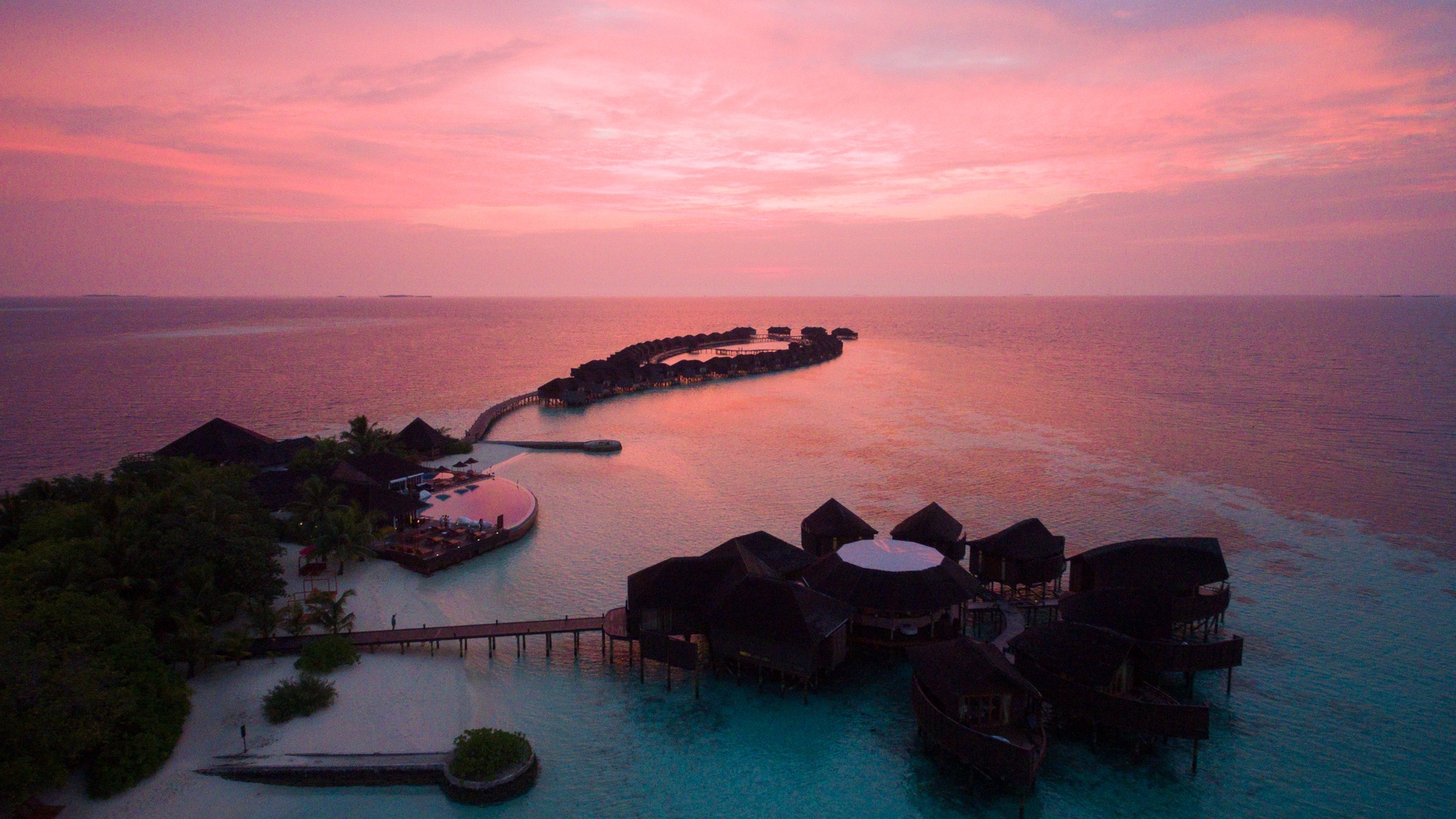 Lily Beach Resort & Spa in the Maldives at sunset