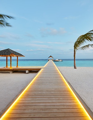 an aerial view of the NH Collection Maldives Havodda Resort