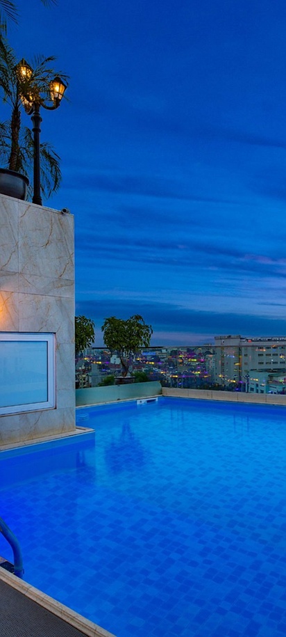 the rooftop swimming pool at the Champton Hanoi Hotel (formerly known as The Light Hotel) in Hanoi, Vietnam