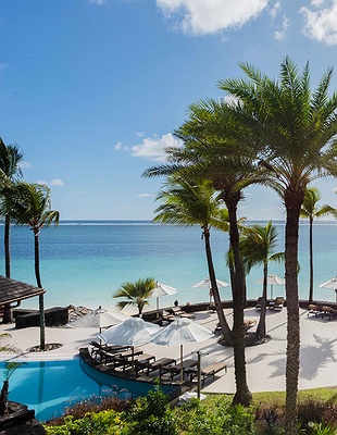sunset view at The Residence Mauritius, a 5-star luxury resort located on the east coast of the island in Belle Mare