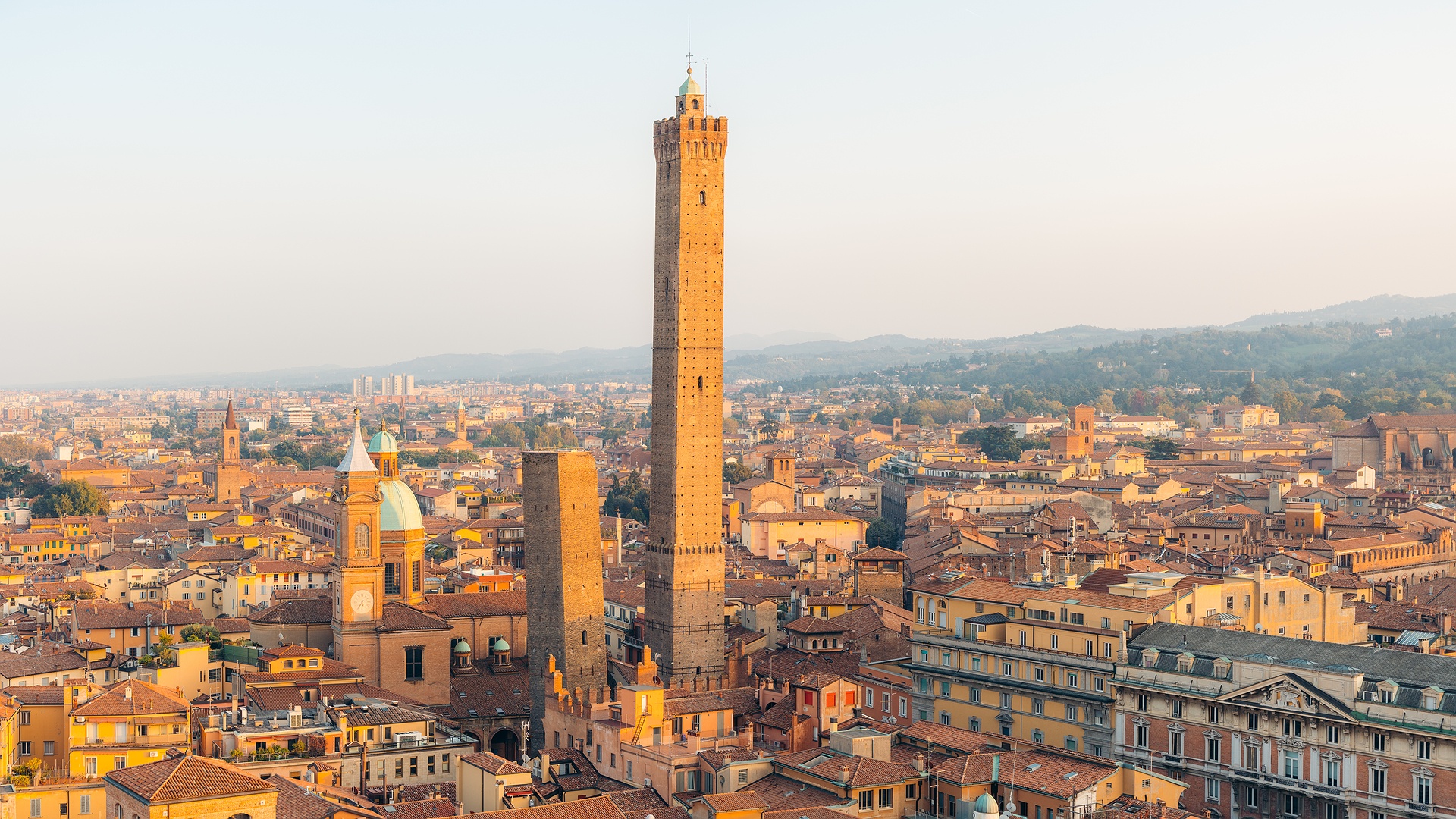 iconic Two Towers of Bologna, Italy