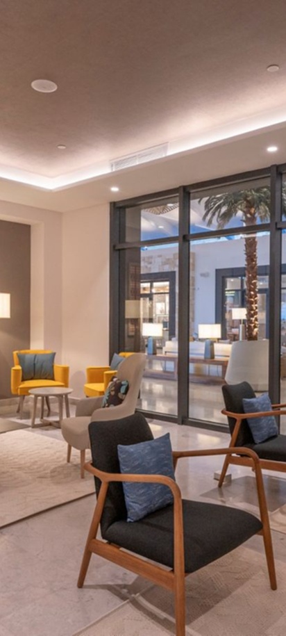 lobby lounge area at the Royalton CHIC Antigua