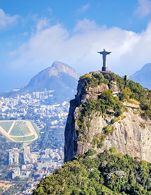 the iconic Christ the Redeemer statue located in Rio de Janeiro, Brazil