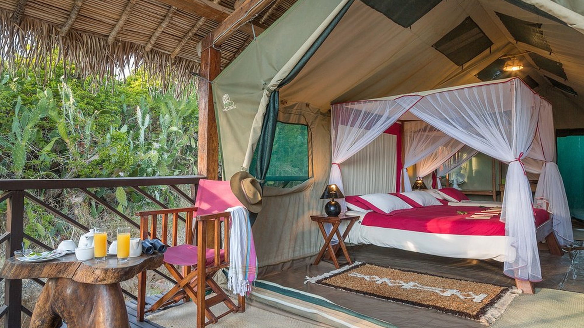a tented suite at the Mandrare River Camp in Madagascar. 