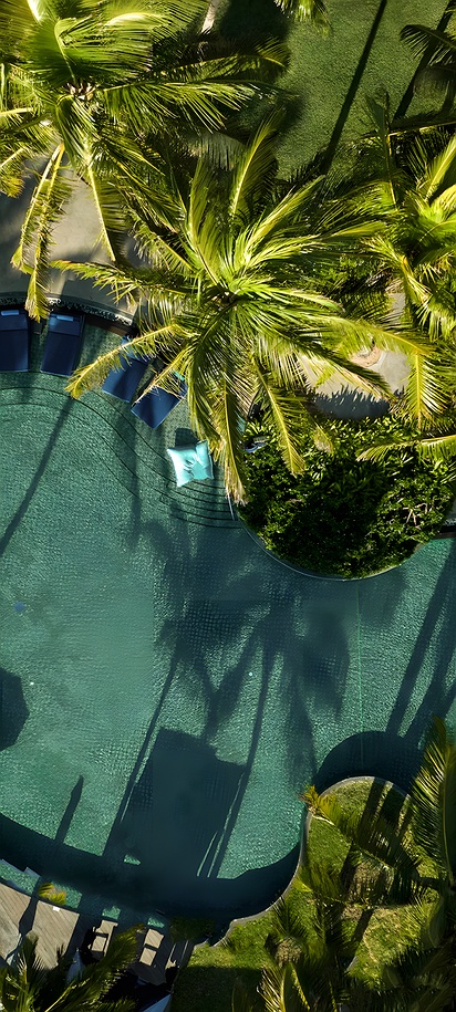 Constance Belle Mare Plage aerial pool view