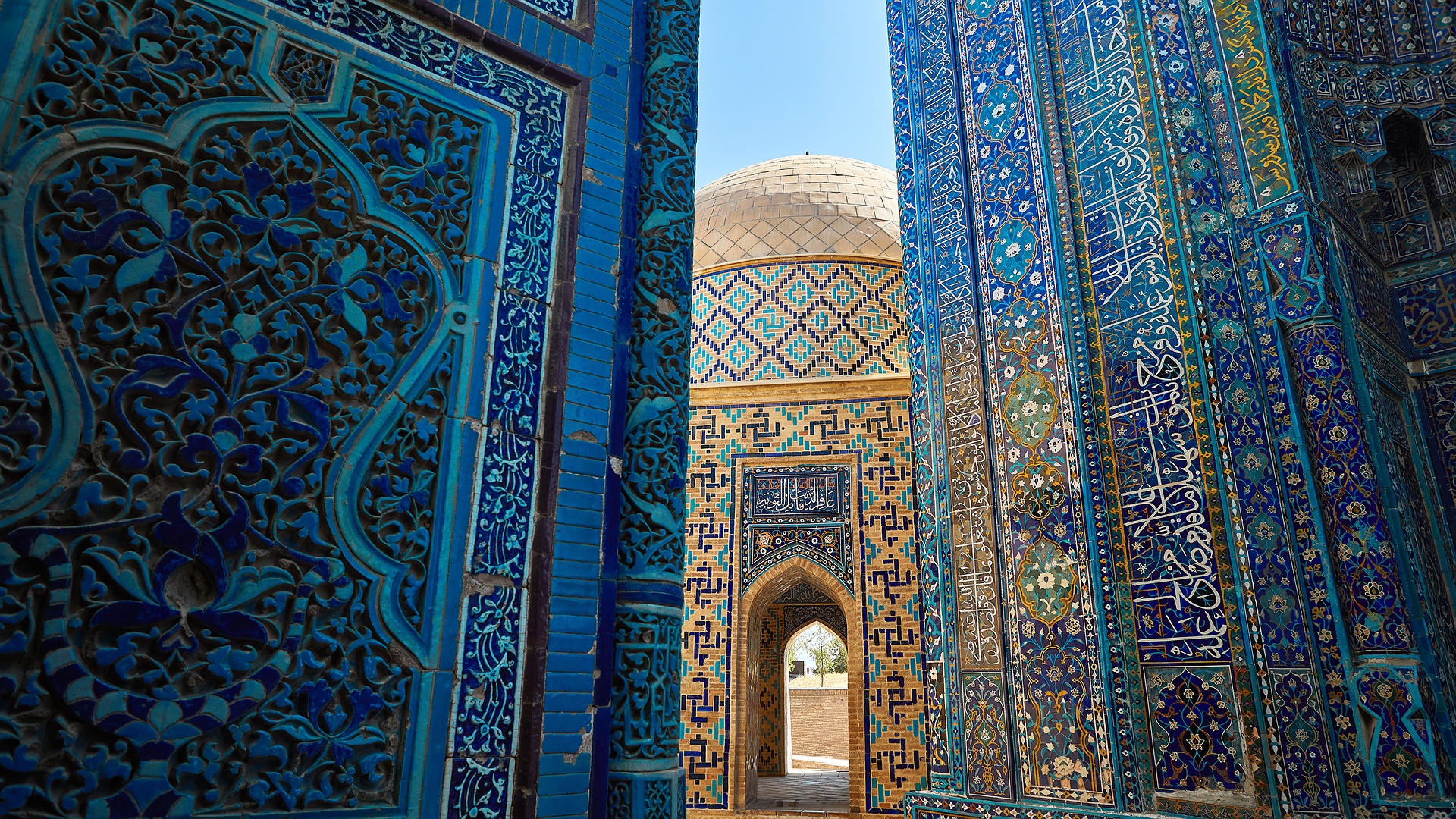 portion of the Shah-i-Zinda necropolis in Samarkand, Uzbekistan