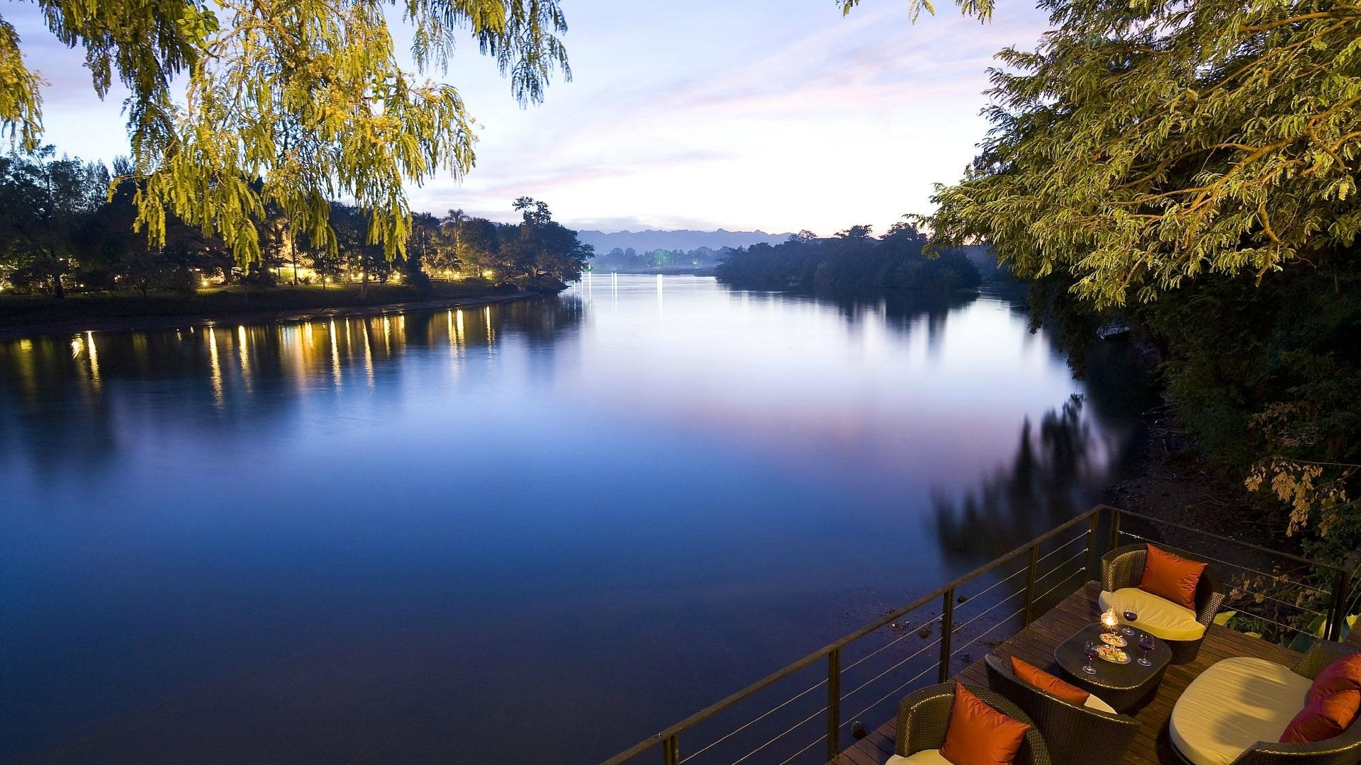 scenic riverside view at U Inchantree Kanchanaburi resort in Thailand