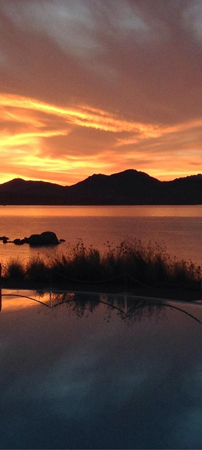 private pool deck at the Hotel Cala Cuncheddi in Sardinia