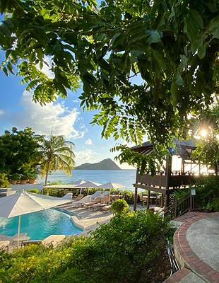an aerial view of the Cap Maison Resort & Spa located in St. Lucia