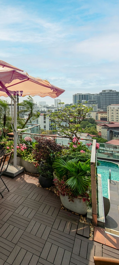 a rooftop terrace, located in Hanoi, Vietnam