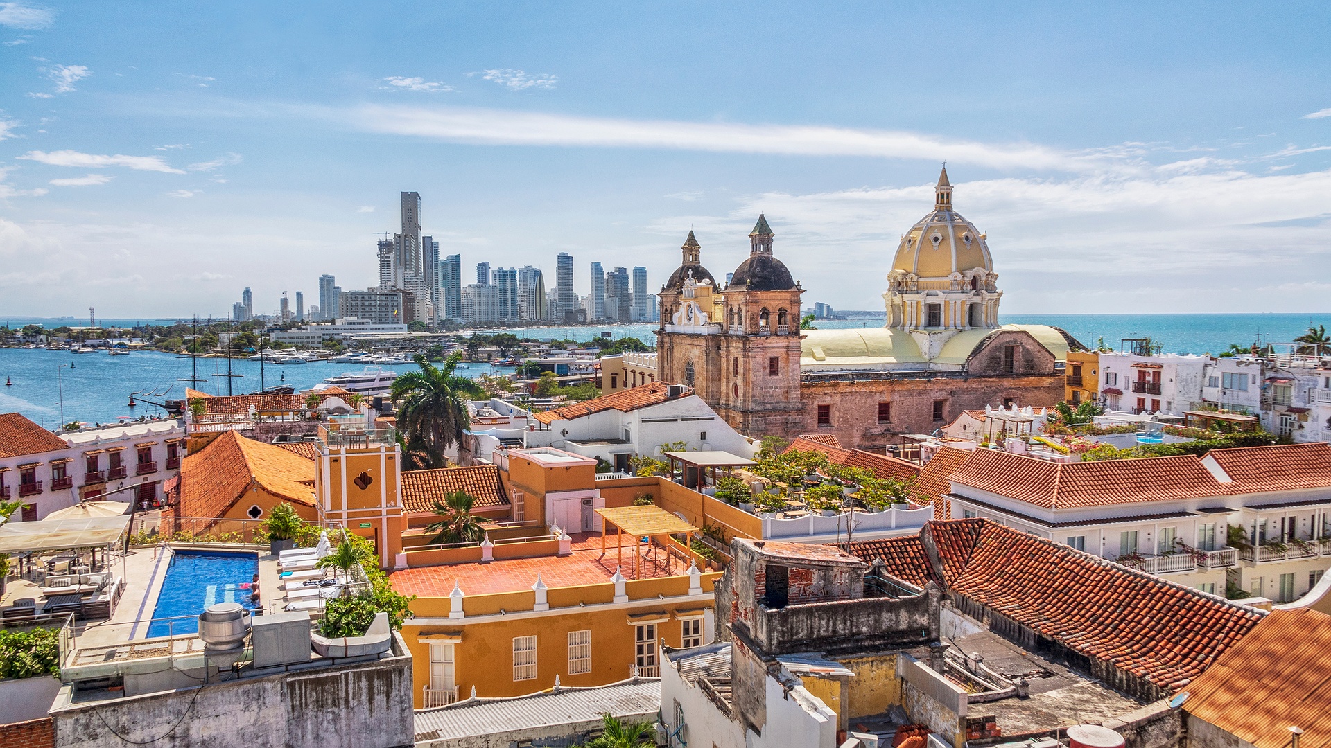  a scenic panoramic view of the historic city of Cartagena, Colombia
