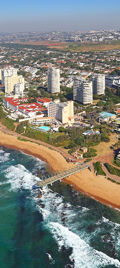 aerial view of Umhlanga Beach and the surrounding Umhlanga Rocks area on the KwaZulu-Natal coast of South Africa