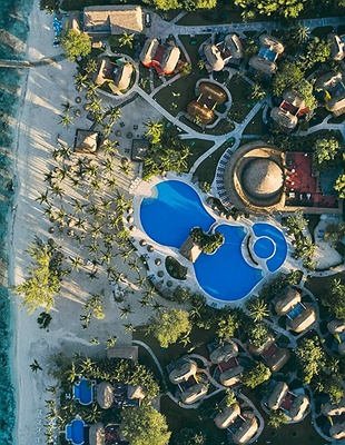 an aerial view of the Iberostar Waves Cozumel all-inclusive resort in Mexico