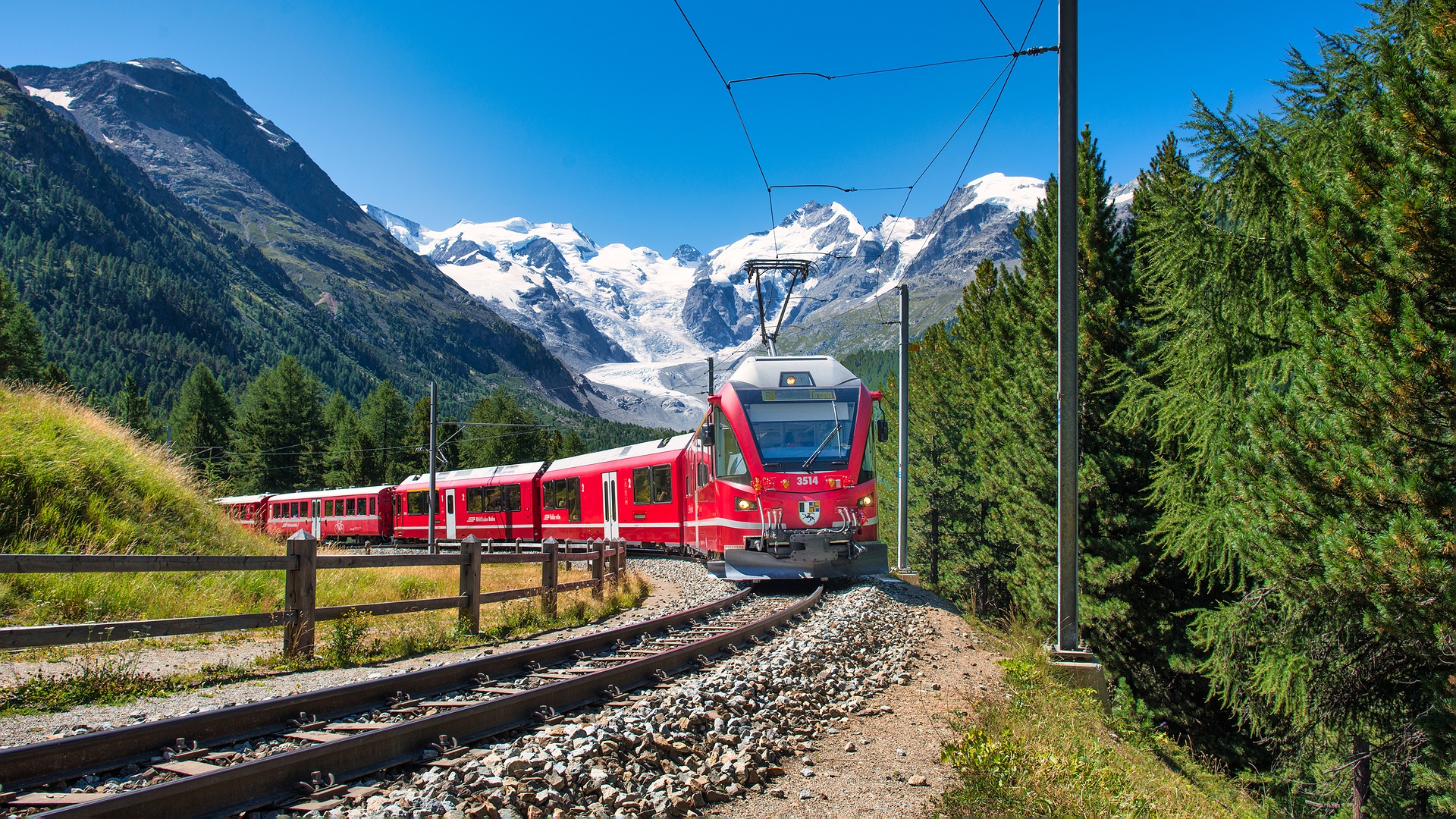 a scenic train journey through the Swiss Alps
