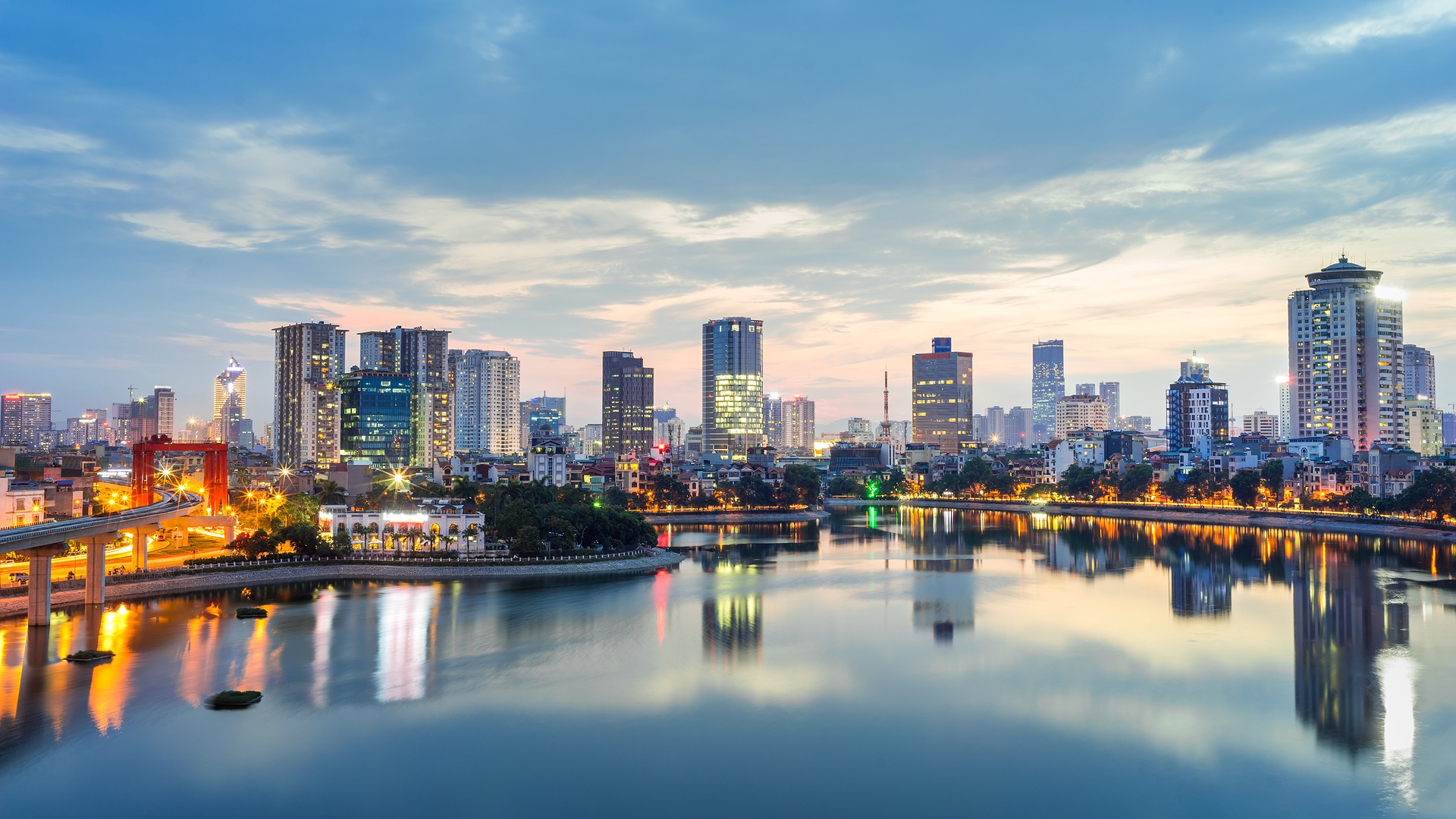 an areal  view of the Hanoi city