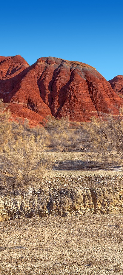 the Aktau Mountains, also known as the "White Mountains," located within the Altyn-Emel National Park in Kazakhstan