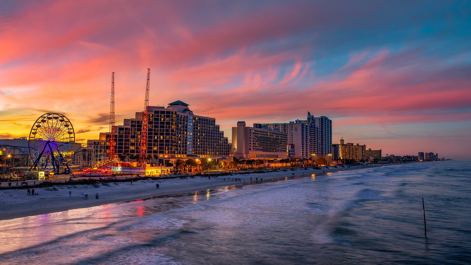 colorful sunset over Daytona Beach, Florida