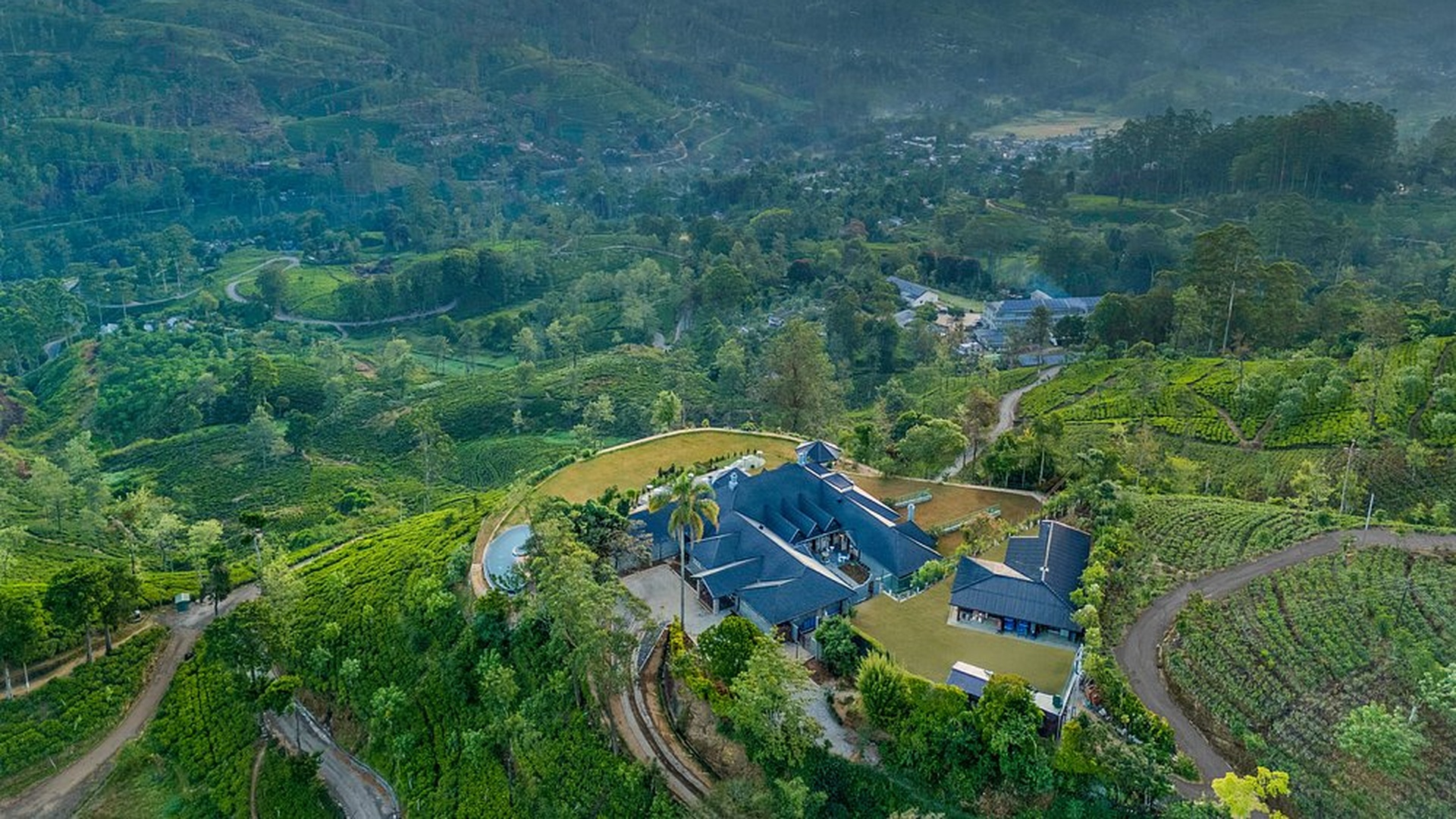 an aerial view of the Uga Halloowella hotel in Hatton, Sri Lanka