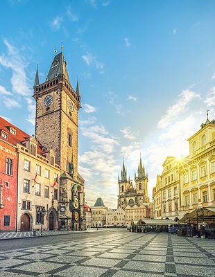 a scenic view of the city of Prague, Czech Republic