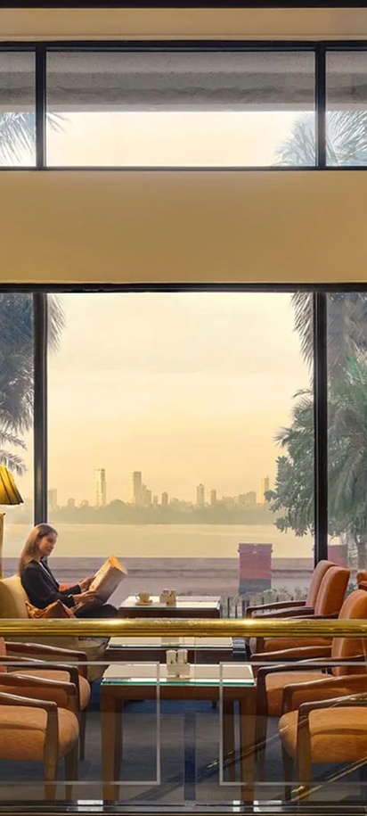 lobby area of the Trident Nariman Point hotel in Mumbai, India