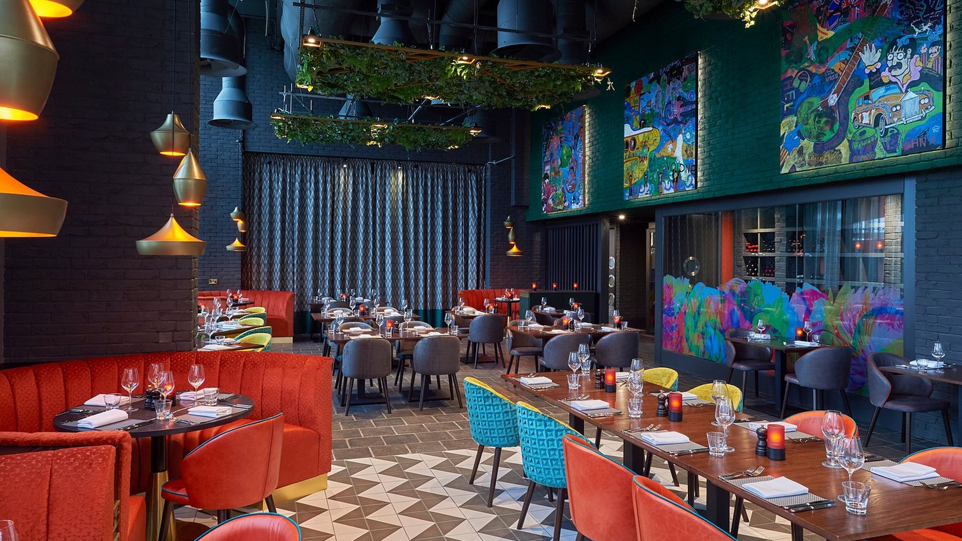 interior of the Chez Mal Brasserie & Bar in the Malmaison Liverpool hotel