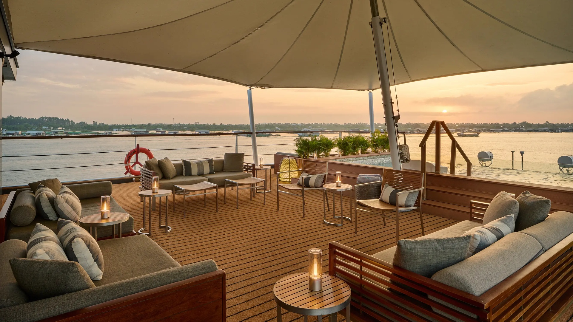 outdoor deck of the Aqua Mekong