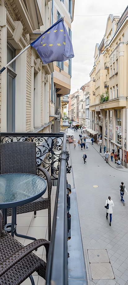 balcony view from Estilo Fashion Hotel in Budapest