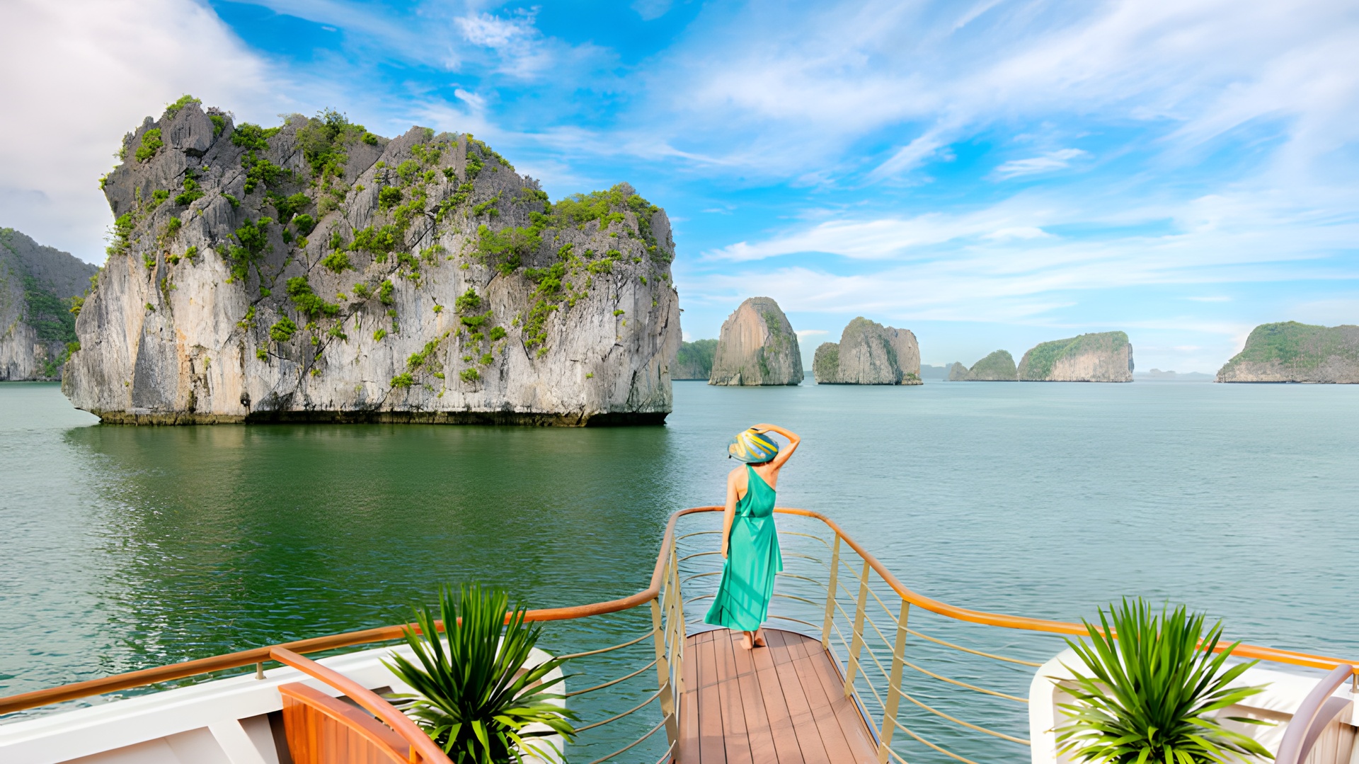 the limestone karsts in Ha Long Bay, Vietnam