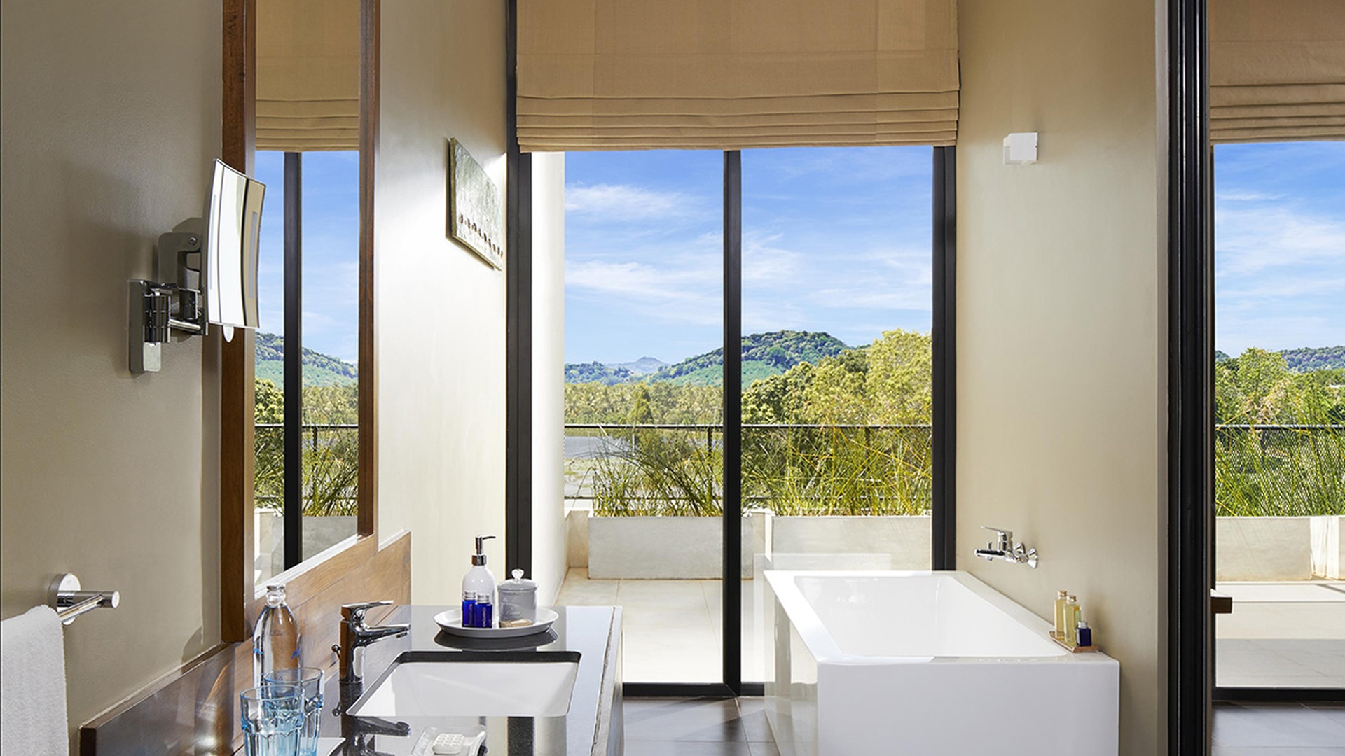 modern bathroom with a bathtub